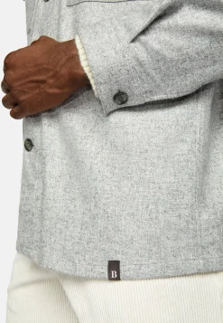 Boggi Milano Surchemise Camp En Mélange Laine Et Tencel