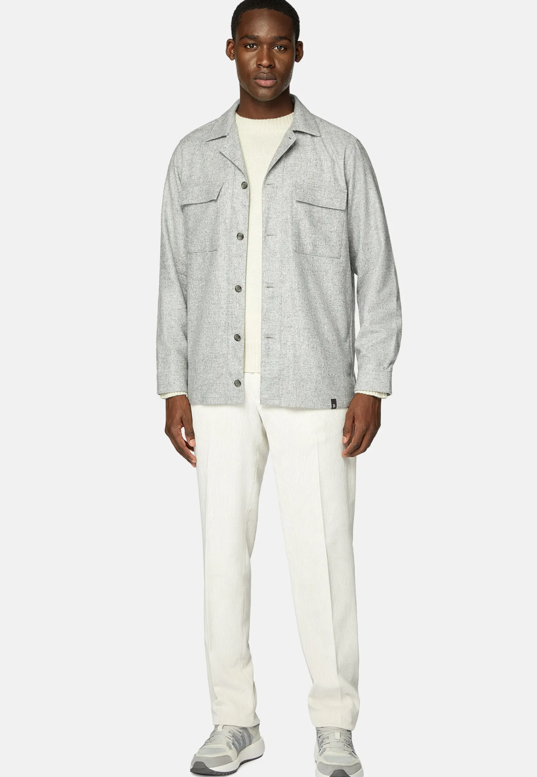 Boggi Milano Surchemise Camp En Mélange Laine Et Tencel