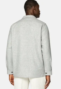 Boggi Milano Surchemise Camp En Mélange Laine Et Tencel