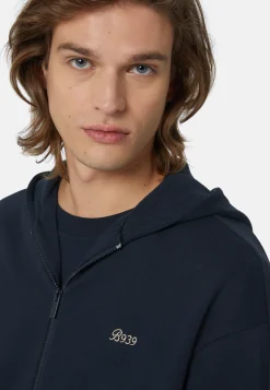 Boggi Milano Sweat-Shirt Full Zip En Coton Bio Mélangé