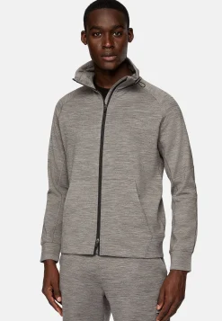 Boggi Milano Sweat-Shirt Full Zip En Mélange Coton Scuba Léger