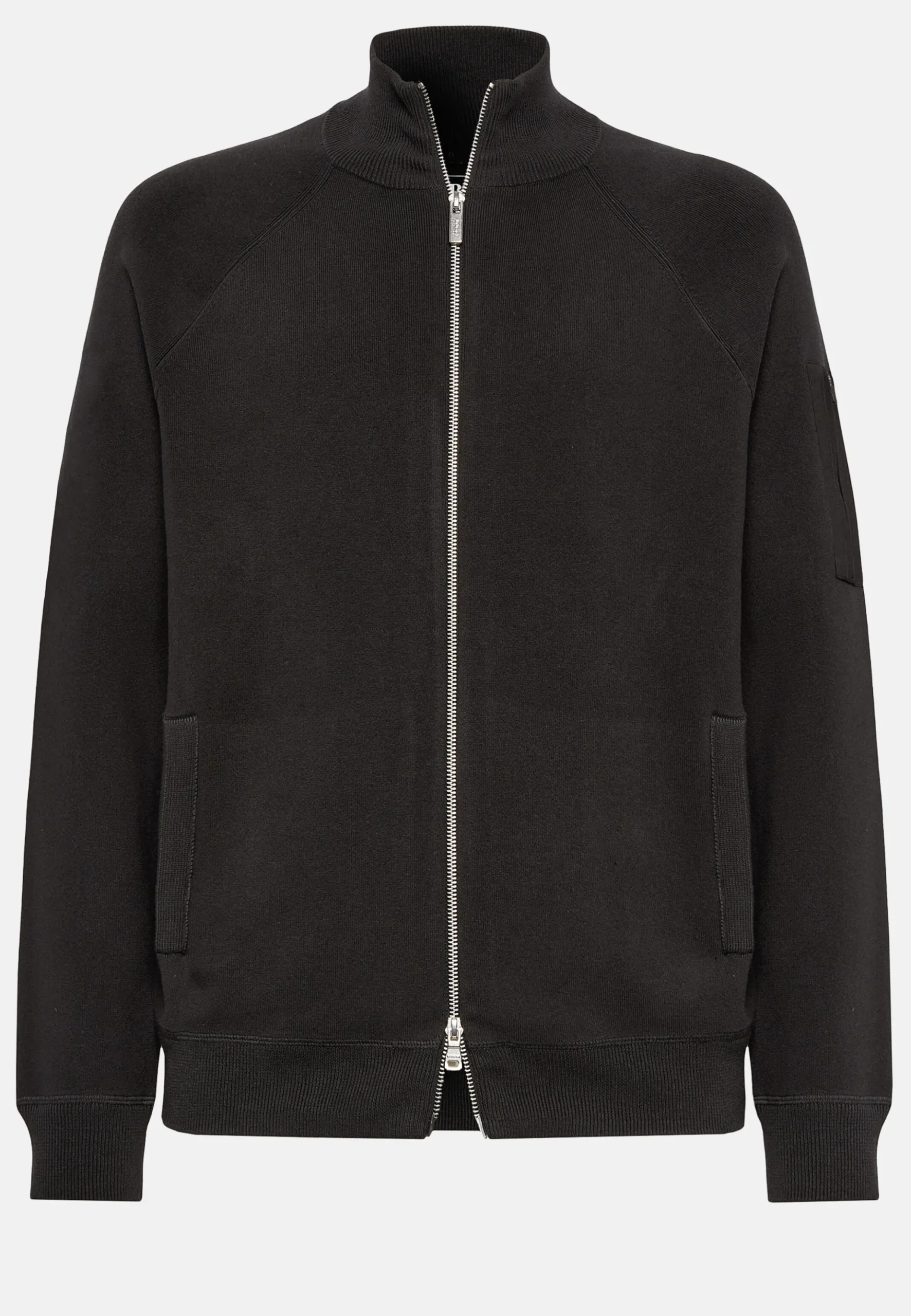 Boggi Milano Sweat-shirt Full Zip Maille Anthracite En Coton Technique