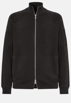 Boggi Milano Sweat-shirt Full Zip Maille Anthracite En Coton Technique