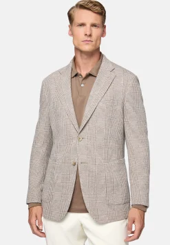 Boggi Milano Veste Beige Prince-De-Galles En Mélange Coton Laine