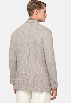 Boggi Milano Veste Beige Prince-De-Galles En Mélange Coton Laine