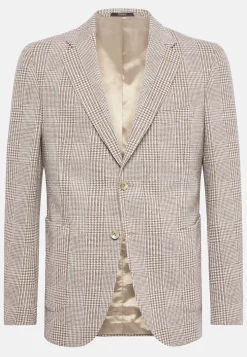 Boggi Milano Veste Beige Prince-De-Galles En Mélange Coton Laine