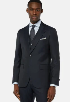 Boggi Milano Veste Bleu Marine En Laine Super 130