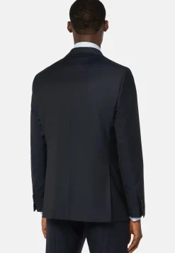 Boggi Milano Veste Bleu Marine En Laine Super 130