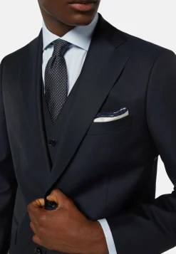 Boggi Milano Veste Bleu Marine En Laine Super 130