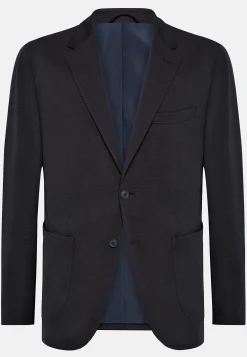 Boggi Milano Veste Bleu Marine En Nylon Et Laine B Tech