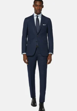 Boggi Milano Veste Bleue Œil-de-perdrix En Laine Super 110