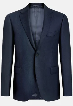 Boggi Milano Veste Bleue Œil-de-perdrix En Laine Super 110