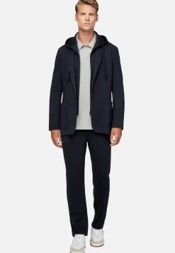 Boggi Milano Veste Molletonnée Madison Bleu Marine En Coton Mélangé